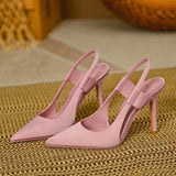Breakj Pink High Heels Women's 2023 New Pointed French Fine Heel Muller Shoes Casual Wear Head Head