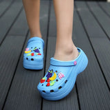 Women Croc Clogs Platform Garden Sandals Cartoon Fruit Slippers Slip On For Girl Beach Shoes Fashion Slides Outdoor