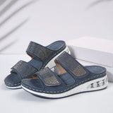 Breakj Spring And Summer New Women's Leisure Large-Size Water Drill Slope And Comfortable Air Cushion Slippers