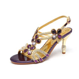 New Summer High Heels, Fine Heels, Diamond Sandals, Women's Bohemian Crystal Diamond-Encrusted Casual
