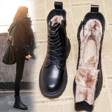 Winter Boots 2021 New Fur Black Platform Combat Boots For Women Punk Gothic Shoes Ankle Boots Female Brand