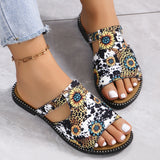 Breakj Size Set Toe Slippers Female 2024 Summer New National Style Fashion Sunflower Flat Beach Cool Drag