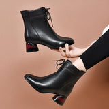 Boots 2023 Autumn And Winter New Style Red Heels Fashion Boots Round Head Lean Short Boots Two Kinds Of High-Heeled Women's