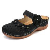 Women Shoes Roman Flat Casual Sandals Comfy Flower Sweet Women Sandals PU Durable Wedge Leather Platform Shoes Ladies Plus