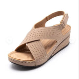 New Sandals Women's Slope And Car Sewing Breathable Magic Sticker Hollow Mother Shoes Large