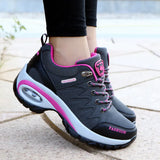 Womens Air Cushion Athletic Walking Sneakers Breathable Gym Jogging Tennis Shoes Fashion Sport Lace Up Platform Tenes