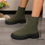Breakj Plus Size Fashion Boots Women's New Elastic Fly Thick Socks Boots Casual Low Martin