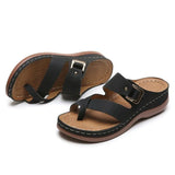 Summer New Retro Wedge Platform Slippers For Women Fashion Casual Clip Toe Flip Flops Belt Buckle Comfortable Ladies