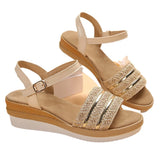 Breakj Wedge Sandals Women 2024 Summer New Platform One-Line Buckle To Wear Roman Beach