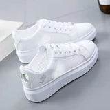 2022 Women Casual Shoes New Spring White Sneakers Breathable Flower Lace-Up Women Sneakers Women Shoes Fashion
