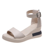 Summer Wedge Shoes for Women Sandals Solid Color Open Toe High Heels Casual Ladies Buckle Strap Fashion Female Sandalias