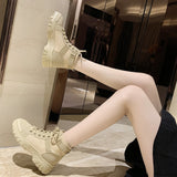 Breakj Boots Women Spring 2023 New High-Top Canvas Shoes British Style Breathable Thin Ankle Boots Ties With Work