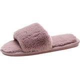 Slippers Wool Slippers Indoor Home Autumn And Winter Short Plush Flat Bottom Open Drag A Large Size
