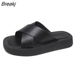 Non-slip Outer Beach Sandals Women's Slippers Summer Color Matching Platform Ladies Sandals Herringbone Flip Flops