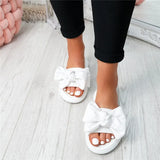 Sandals Slip On Sliders Peep Toe Ladies Bow Flats Casual Comfort Shoes Female 2019 Sandals Shoes Plus