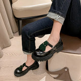 EDEELVEEYS INS ZA Women Genuine Leather Thick Sole Shoes T Strap Tassel Round Toe Lady Footwear Spring Autumn Mary Janes