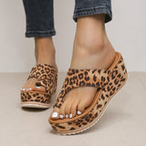 Breakj Size Women's Shoe Sandals Sandal Toe Platform Leopard Print Sandals Slippers Women New Fashion