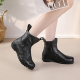 And Winter New-Style Cowhide Flat-Soled Women's Shoes Leisure Leather Short Boots Middle-Aged Mother Shoes Warm And Comfortable Cotton
