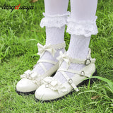 shoes harajuku shoes kawaii heels fashion personality sweet bow tie cosplay low heel women shoes high heels black