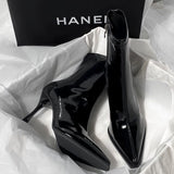 Breakj High Boots Children With 2025 Autumn And Winter New Temperament Patent Skin Bare Boots Skinny