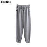 Women Elastic Waist Drawstring Trousers Thick Track warm sweater Pants Autumn Winter Sport swear Women'S Pants