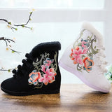 Breakj Boots Short Boots With Cotton And Wool Embroidered Boots, Embroidered Shoes Cloth Boots Inside The High Wedge Women's