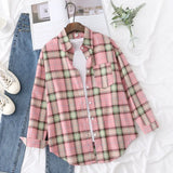 Casual Women's Plaid Shirt 2021 Autumn New Boutique Ladies Loose Blouse and Tops Female Long Sleeve Blouses
