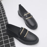 Shoes For Women 2021 Autumn New Small Leather Shoes Female British Style Retro Student Loafers Metal Slip On Woman