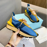 Platform Casual Running Shoes Women Flat Mixed Color Lace Up Patchwork Sneakers Outdoor Walk Tennis Shoes Zapatillas