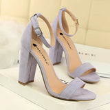Breakj Women's Shoes Summer High Heels Fashion Simple Thick Heel High Heel Sexy Nightclub A Word Belt