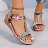 Breakj 2024 Bohemia New Wedge Diamond Fish Mouth Sandal Women's Plus Size Women's