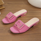 Breakj Buckle Slippers Women 2025 Summer New Large-Size Fashion Fish Mouth Comfortable Wearing Low-Heeled One-Word