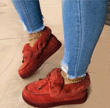 New Winter Ankle Boots Cow Suede Leather Snow Boots Plush Natural Fur Warm Slip-on Ladies Shoes Flats Plus Size