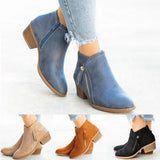 Ankle Boots High Heels Wedges Shoes Woman Booties Autumn Warm PU Leather Shoe Chaussures Femme Zapatos Mujer