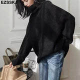 Autumn Winter highneck thick oversize Sweater pullovers Women 2021 LOOSE sweater pullovers female Long