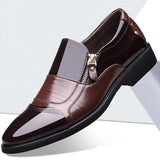 Shoes Factory 7529 Embroidered Leather Shoes Men's Business Leather Shoes Pointed Kit Zip Men's