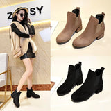 Breakj Boots Women's New Round Head Velvet Face Thick And Short Boots For 2025 Autumn And Winter Martin Boots Chelsea