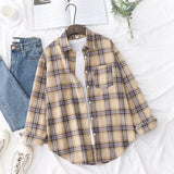 Casual Women's Plaid Shirt 2021 Autumn New Boutique Ladies Loose Blouse and Tops Female Long Sleeve Blouses