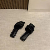 2024 Summer Women's Slippers Roman Fashion Designer Flat Sandals Latex Soft Sole Female Breathable Beach Sequin