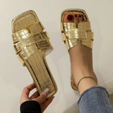Breakj Korean Version Of Pure Color Flat Bottom Slippers Woman's Head Breathable A Foot Pedal Home Slippers