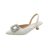 Breakj Sandals Women's 2025 New French Gentle Water Diamond Head After Tripling Coarse Heel High Heel High Heel