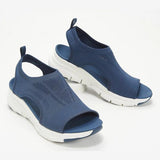 Women's Summer New Net Cloth Thick Soles Of The Soft Soles Of The Casual Sports Shoes Flat Sole Flying Weaving Fish Mouth Shoes