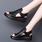 Thick-soled Fish Mouth Sandals Ladies 2022 New Black Openwork Casual Korean Breathable Joker Open Toe Sandals Womens
