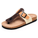 Women Cork Slippers PU Leather Woman Sandals Fashion Flip Flops For Women Mule Clogs Slippers Female