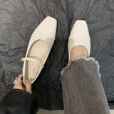 Women Pumps 2024 New Square Toe Women's Mary Jane Shoes Casual Buckle Strap Female Low Heels Dress Shoes Zapatos