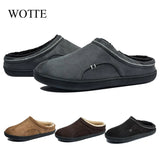 Men Slippers Furry Short Plush Indoor Slippers Men Non-Slip Bedroom Home Soft Slippers Men Casual Shoes Zapatilla