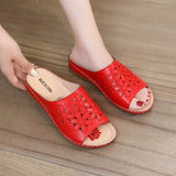 Slippers Vintage Wedges Retro Slipper 2021 New Summer Platform Ladies Beach Slides Hollow Out Flip Flops Sewing