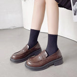 brown Loafers 2022 Student Uniform Small Leather Shoes Retro British Style Fashion Women's Single Shoes flats Mary