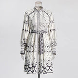 Fashion Temperament Casual Lantern Sleeve Skirt 2025 Summer New Design Printing Waist Short Dress Dress