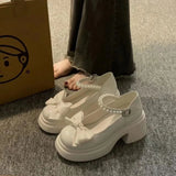 Breakj Jane Small Leather Shoes Women's Thick Soles Increase In The Spring Of 2025 New Sweet Bows Shallow Single Shoe